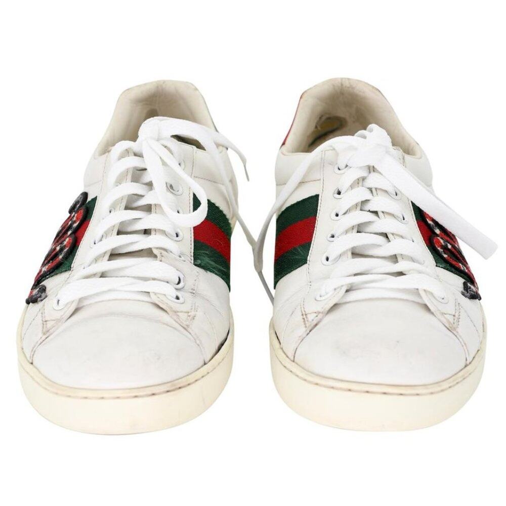 Gucci Ace Snake Embroidered 8.5 Leather Low-top Men's Sneakers GG-S0805P-0008 - Picture 3 of 12
